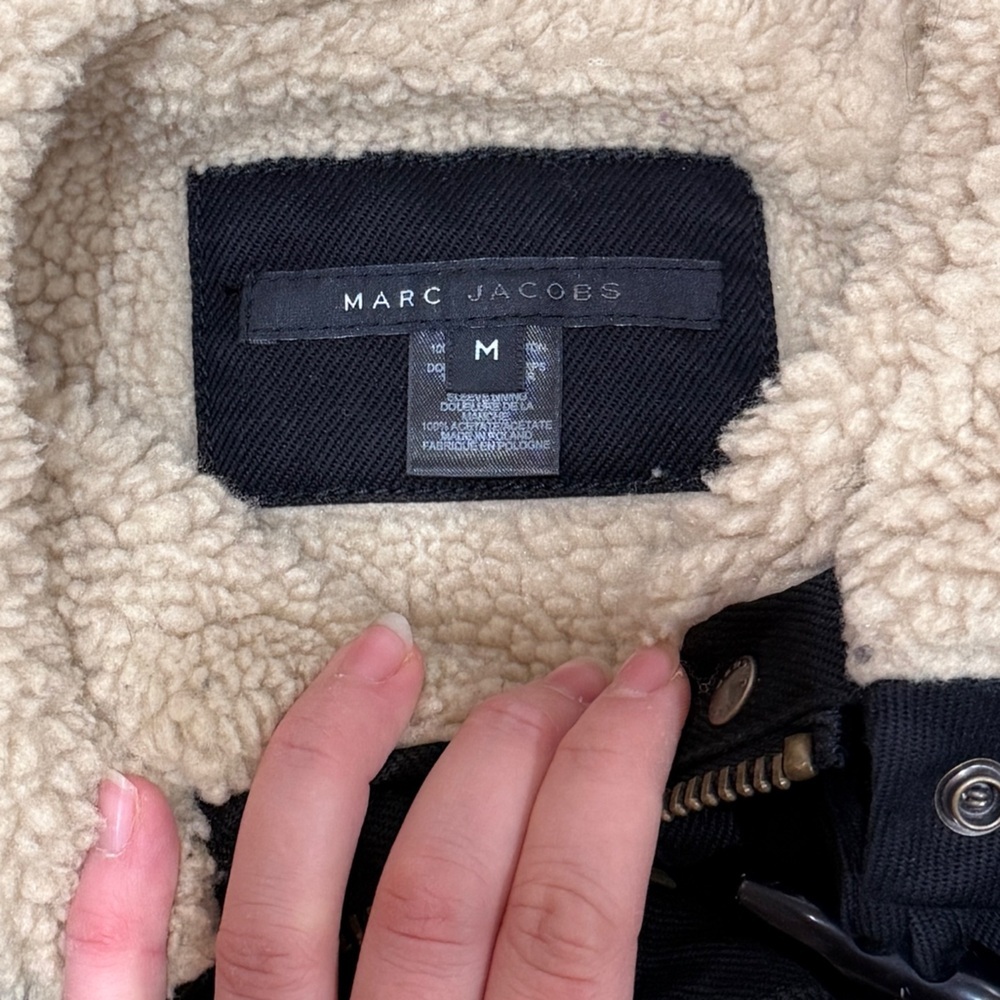 Marc Jacobs Sherpa Collar Coat Toggle Buttons Parka Jacket Black Medium M Casual - Picture 2 of 16